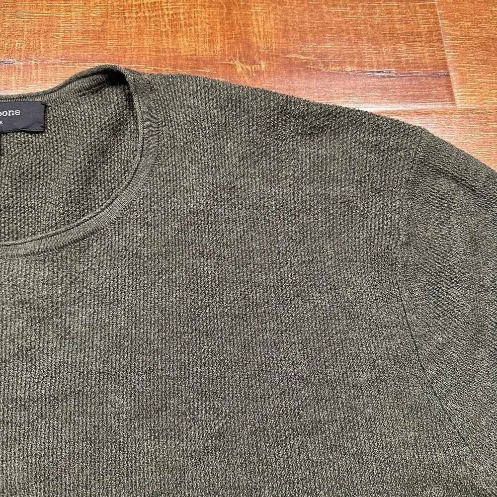 Rag & Bone Sweatshirt Mens 2XL Green Extra Fine Merino Wool Crewneck Sweater
